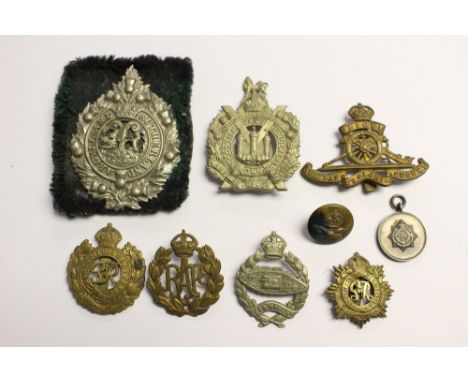WW2 British cap badges to include Argyll & Sutherland Highlanders on backing Tartan: Kings Own Scottish Borderers: Royal Tank