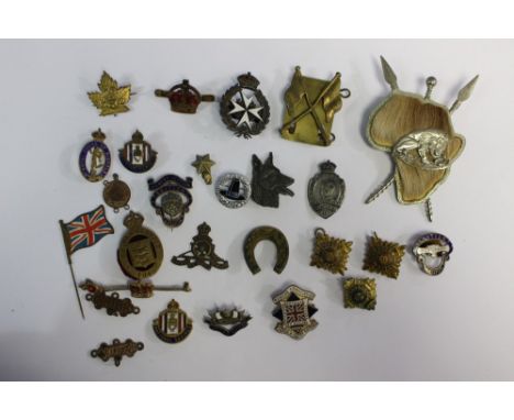 A collection of approx twenty Boer War/WW1/WW2 British sweetheart and other enamel patriotic and membership badges, rank pips