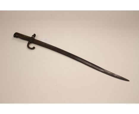 French 1866 pattern Chassepot Yataghan Bayonet. 57cm long blade. Crossguard marked "X 30666" and "C 24". No scabbard.