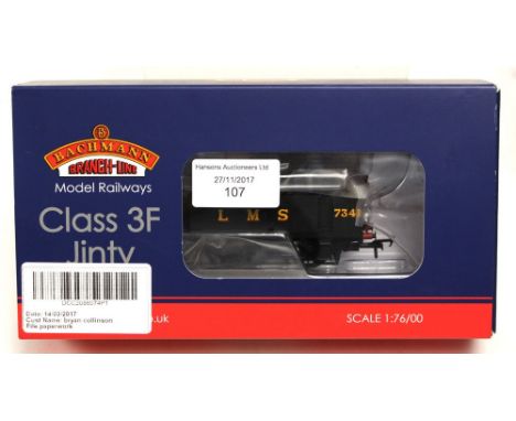 Bachmann: A boxed, Class 3F Fowler Jinty '7341', LMS Black locomotive, 32-227B.