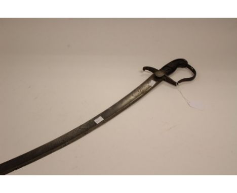 British 1796 pattern Light Cavalry Officers Sabre. 82cm long blade. Nicks to edge of blade and rust pitted overall. Wooden gr