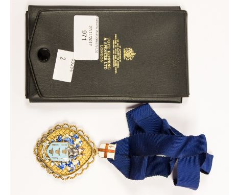 Silver/enamel 'Worshipful Company of Basket Makers', medal on a sash  