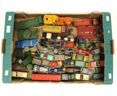 Diecast: One box of assorted playworn diecast vehicles to comprise: Observation Coach, Foden Flat Truck with Chains 905, Cole