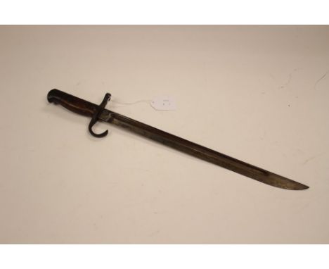 WW2 Japanese Arisaka Bayonet. 395mm long blade marked with Nagoya Arsenal proof mark. Hooked quillion. Wood grips. No scabbar