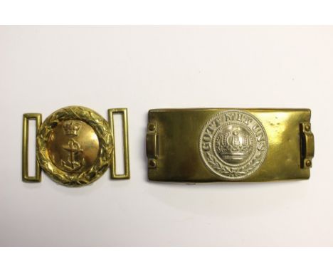 WW1 Imperial German Telegraph Buckle. Brass with inset "Got Mit Uns" in nickle silver. And a Victorian Royal Marines Light In