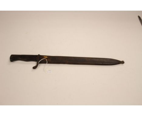 WW1 German Butcher Bayonet. 37cm maker marked plain blade "H Mundlos & Co, Magdeburg" with spine of blade marked "V7". Comple