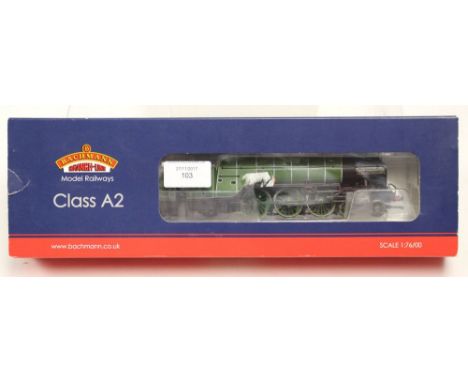 Bachmann: A boxed, Class A2 locomotive 525 'A.H. Peppercorn', LNER Apple Green livery, 31-525, box torn.