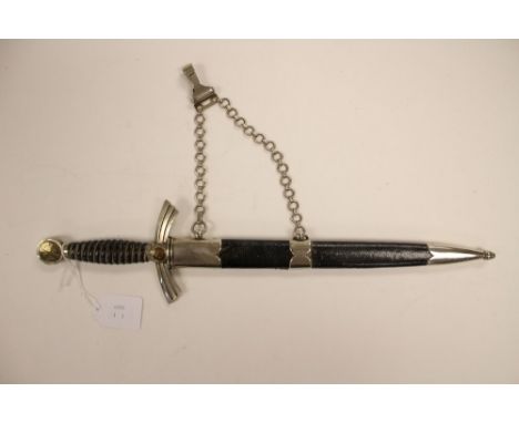WW2 Third Reich 1st pattern Luftwaffe dagger  Early nickle plated example with brass swastikas. 305mm long blade, maker marke