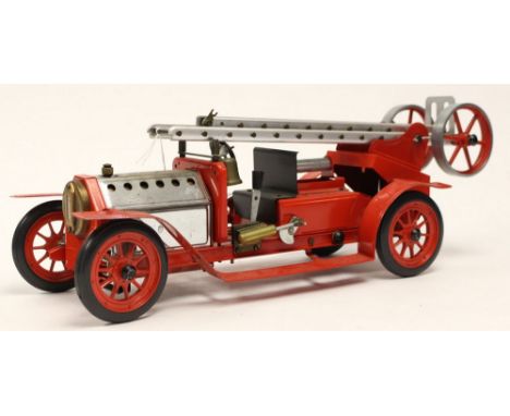 Mamod: An unboxed Fire Engine with Ladder, F.E.1, red livery, as seen.