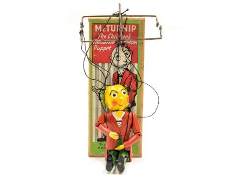 Mr Turnip: A boxed Mr Turnip puppet, 'The Children's Favourite Television Puppet'.