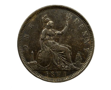 1871 Victoria Penny (obverse 6 - reverse G) (slight flaw to the rear of the upper portrait) 