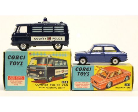 Corgi: A boxed Commer police Van with Flashing Light, 464, vehicle good, box written on, slight wear; together with a boxed 2