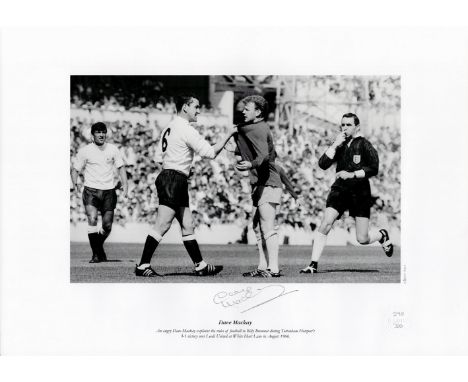 Dave MacKay signed 16 x 12 black and white limited edition print. Print shows An angry Dave MacKay explaining the rules of fo