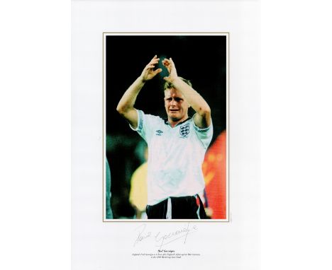 Paul Gascoigne signed 16 x 12 coloured print. Print shows Gascoigne in tears after England's defeat against West Germany in t