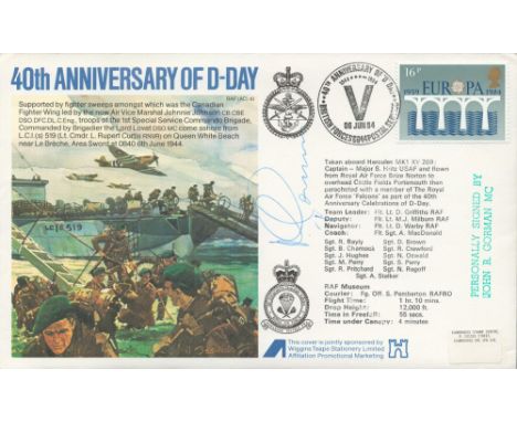 WW2 John R Gorman MC signed 40th Anniversary of D-Day Flown First Day Cover. Flown in Hercules Mk1 XV 209. 49 of 73 Covers Is