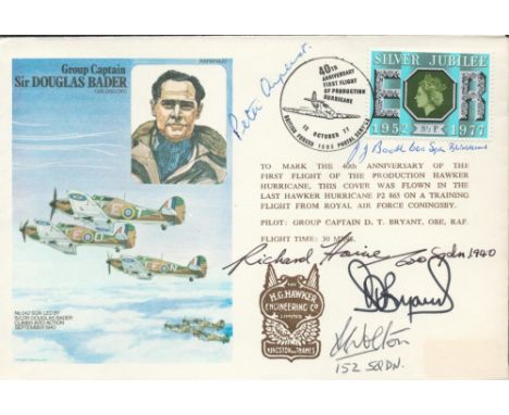 WW2 RAF Peter Ayerst, JJ Booth, Richard Haine and 2 other signed Grp cpt Sir Douglas Bader FDC. 106 of 500 Covers Issued. Flo