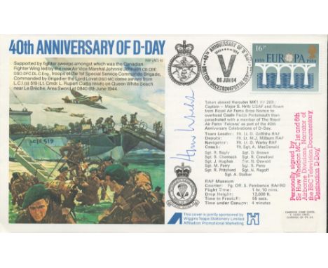 WW2 Sir Huw Wheldon MC signed 40th Anniversary of D-Day Flown First Day Cover. Flown in Hercules Mk1 XV 209. 78 of 102 Covers