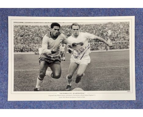 Ray Wilson England signed 18 x 12 black and white limited edition print titled '1962 World Cup Quarter Final'. Print shows Ra