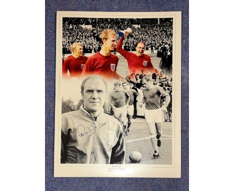 Ray Wilson England signed 16 x 12 Colourised print montage. Print shows a Ray Wilson montage. Good condition. All autographs 