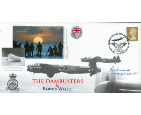 WW2 617 Squadron Sqn Ldr Les Munro Signed Dambusters and Barnes Wallis Flown FDC. 2 of 27 Certified Copies. 1st Class British