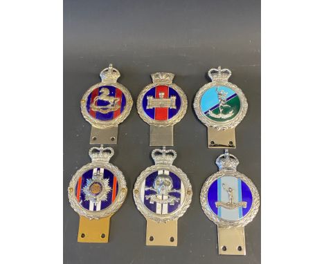 Six enamel regimental car badges.