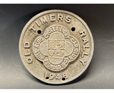 An Old Timer Rally 1948 Auto Cycle &amp; Light Car Club circular aluminium plaque. 