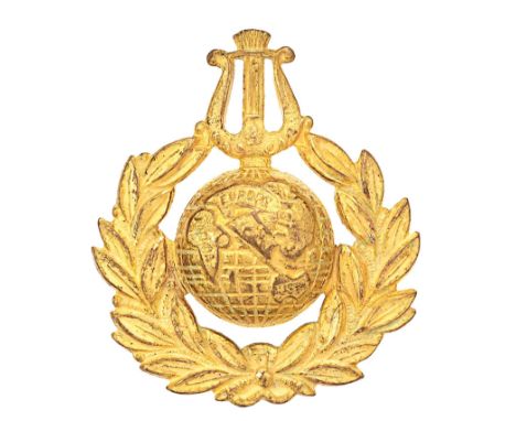 Royal Naval School of Music post 1936 Sergeants cap badge.Good scarce die-stamped rich gilt Globe within laurel surmounted by