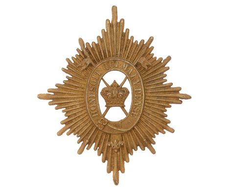 Lancers Victorian Foreign Service helmet plate circa 1881-1901.Good die-cast brass elongated fluted star bearing the Garter s