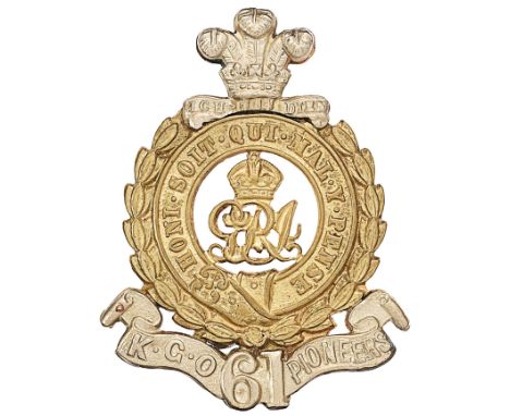 Indian Army. 61st King Georges Own Pioneers pagri badge circa 1911-22.Good die-stamped bi-metal example. Garter with attendan