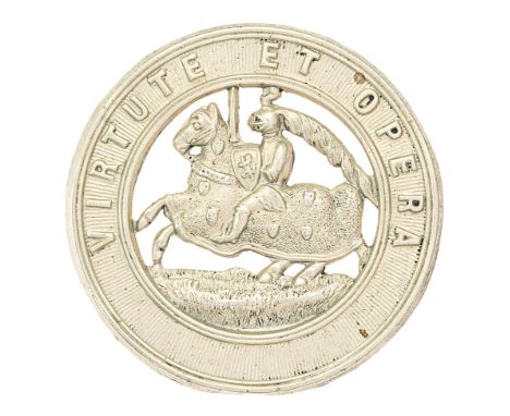Scottish. 6th (Fifeshire) VB Black Watch Victorian  post 1887 glengarry badge.Good die-stamped white metal lined circlet insc