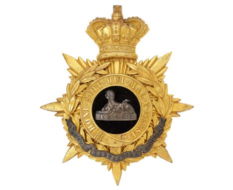 South Lancashire Regiment Victorian Officers helmet plate circa 1881-1901.Fine rich gilt crowned star mounted with laurel spr