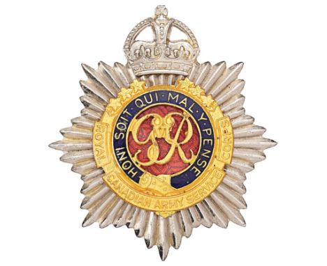 Royal Canadian Army Service Corps Officers cap badge circa 1951-53.Fine short-lived die-cast silvered crowned star mounted wi