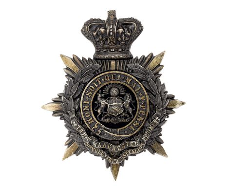 5th (Ardwick) VB Manchester Regiment Victorian Officers helmet plate circa 1888-1901.Good die-stamped blackened silver plate 