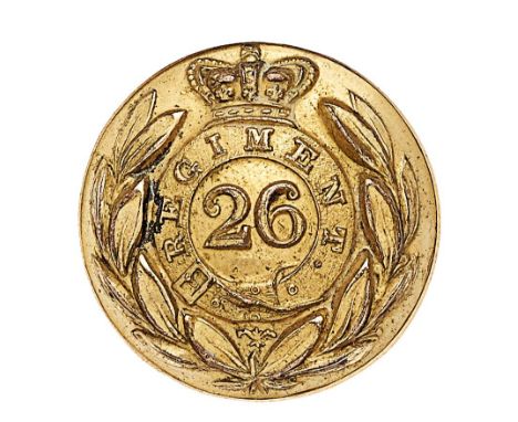 Indian Army. 26th Bengal Native Infantry Gerorge IV Officers closed-back coatee button circa 1824-28. Scarce gilt example bea