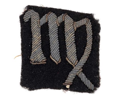 6th Army Group Royal Artillery (AGRA)  WW2 wire embroidered cloth formation sign.6th sign of the Zodiac (Virgo) on black felt