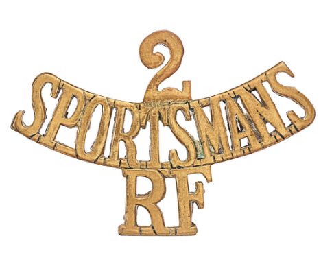 2 / SPORTSMANS / RF WW1 Kitcheners Army brass shoulder title.Good rare die-cast example. Loops. VGC  Loops  VGC24th (2nd Spor