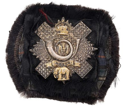 Scottish. Highland Light Infantry Officers HLI glengarry badge circa 1901-52.Good die-cast faceted silvered thistle star and 