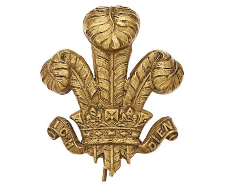 Indian Army. 1st Sappers and Miners pagri badge.Good die-stamped brass splayed Prince of Waless plumes with coronet and motto