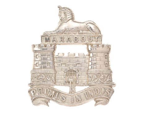 Dorsetshire Regiment Victorian post 1894 Officers forage cap badge.Very fine die-stamped silvered Sphinx on MARABOUT tablet o