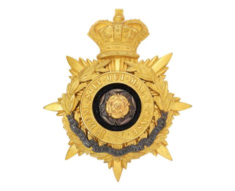 York and Lancaster Regiment Victorian Officers helmet plate circa 1881-1901.Fine rich gilt crowned star mounted with laurel s