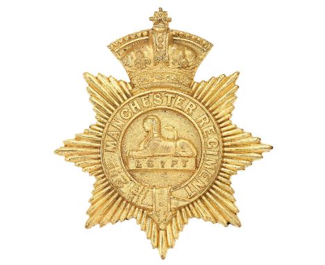 2nd Bn. Manchester Regiment post 1881 Victorian senior NCOs band music pouch plate.Fine die-stamped gilded brass flat topped 