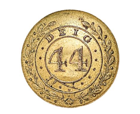 Indian Army. 44th Bengal Native Infantry William IV / Victorian Officers closed-back coatee button circa 1828-46. Scarce gilt