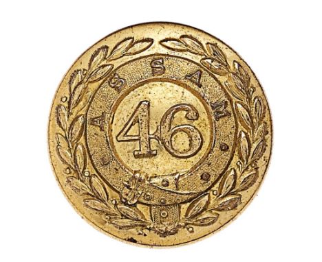 Indian Army. 46th Bengal Native Infantry William IV Officers closed-back coatee button circa 1828-53. Scarce gilt example bea