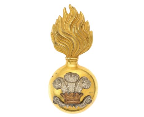 Royal Welsh Fusiliers Officers fur cap grenade circa 1881-1914.Fine scarce gilt flaming grenade, the ball mounted with Prince