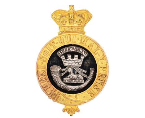 The Prince Alberts (Somersetshire Light Infantry), Victorian Officers glengarry badge 1881-97.Fine gilt crowned Garter with b