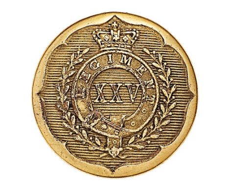 Indian Army. 25th Madras Native Infantry Victorian Officers closed-back coatee button circa 1824-61. Scarce gilt scallop rimm