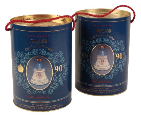 BELL'S SCOTCH WHISKY - THE QUEEN MOTHER two 75cl porcelain decanters, in gift tins