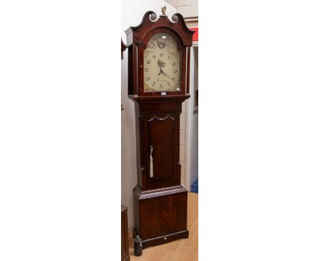 Nottingham 30 hour Longcase clock with 13' still arch dial, Arabic numerals, sad mouth calendar. The brass hour hand is parti