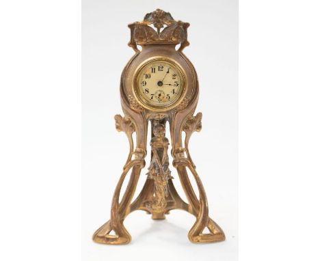 An Art Nouveau gilt metal stylish&nbsp;lady clock, late 19th century (untested)