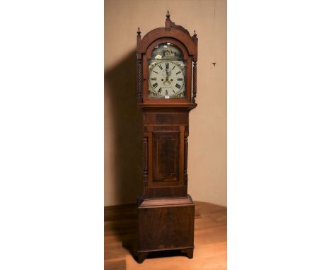 Meredith, Merthyr Tydvil (Tidfil) Wales 8 day longcase clock with 12" still arch dial, subsidiary seconds and sad moth calend